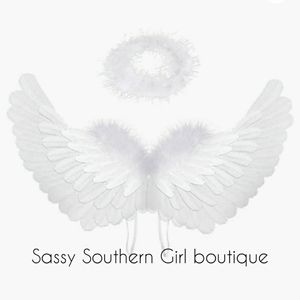 ⭐🆕 White feather angel wings